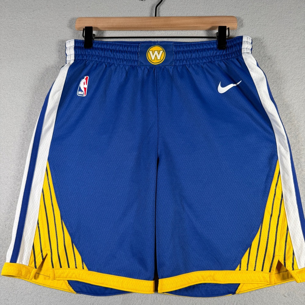 Nike Golden State Warriors NBA Swingman Shorts Blue Yellow 866809-495 Mens M
